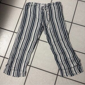 Velvet by Graham & Spencer Pants Women M linen White and blue